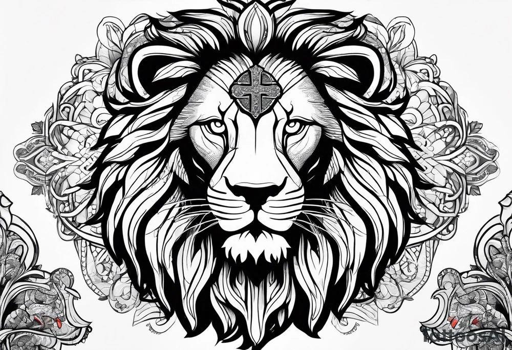 Lion tattoo with cross and armenian flag tattoo idea