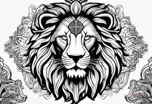 Lion tattoo with cross and armenian flag tattoo idea