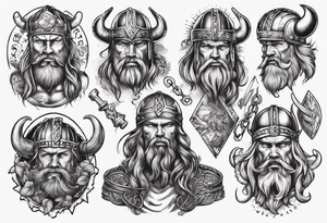 A bunch of vikings surrounding a classic vintage cadilac tattoo idea