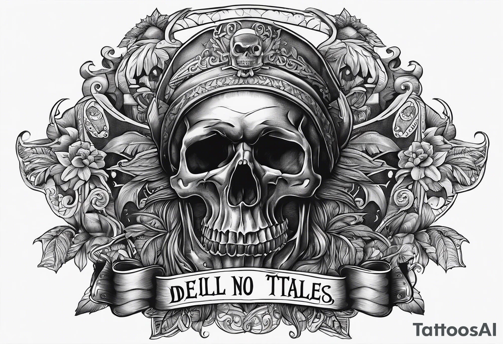 Skull dead men tell no tales text tattoo idea