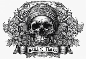 Skull dead men tell no tales text tattoo idea