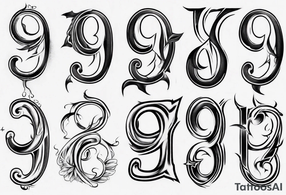 number 9 upside down and right side up connected in the middle. 9:16 aspect ratio. tattoo idea