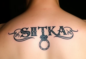 Create a small 
tattoo with the word the word SITKA and a claddagh ring tattoo idea