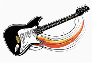 electric guitar with audio wave coming out of cable plug tattoo idea