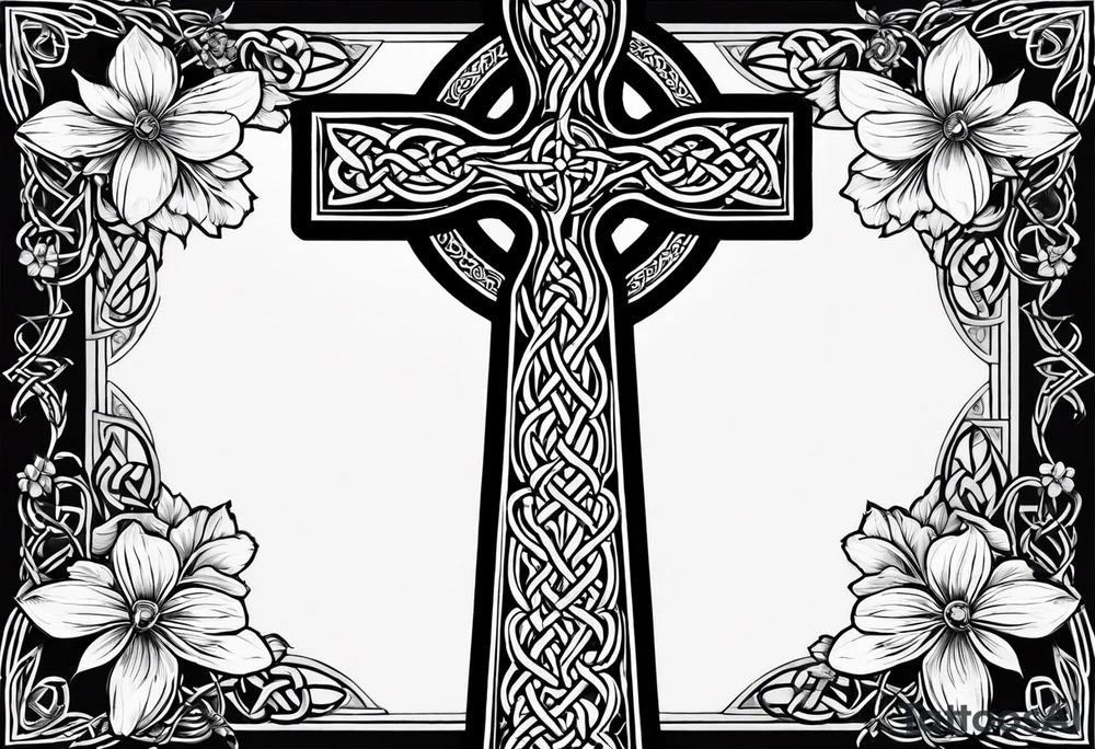 celtic cross with flowers tattoo idea