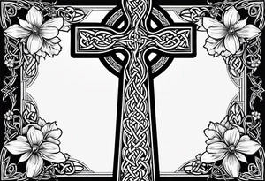 celtic cross with flowers tattoo idea