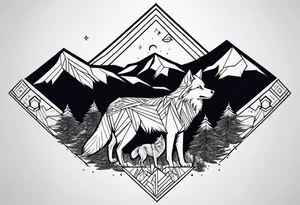 Mountains, wolf under tattoo idea