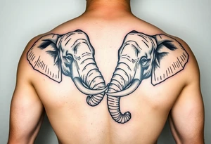 cople of elphant facing foward tangling their trunks tattoo idea