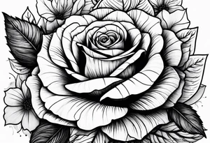 wilderness with roses as sun tattoo idea