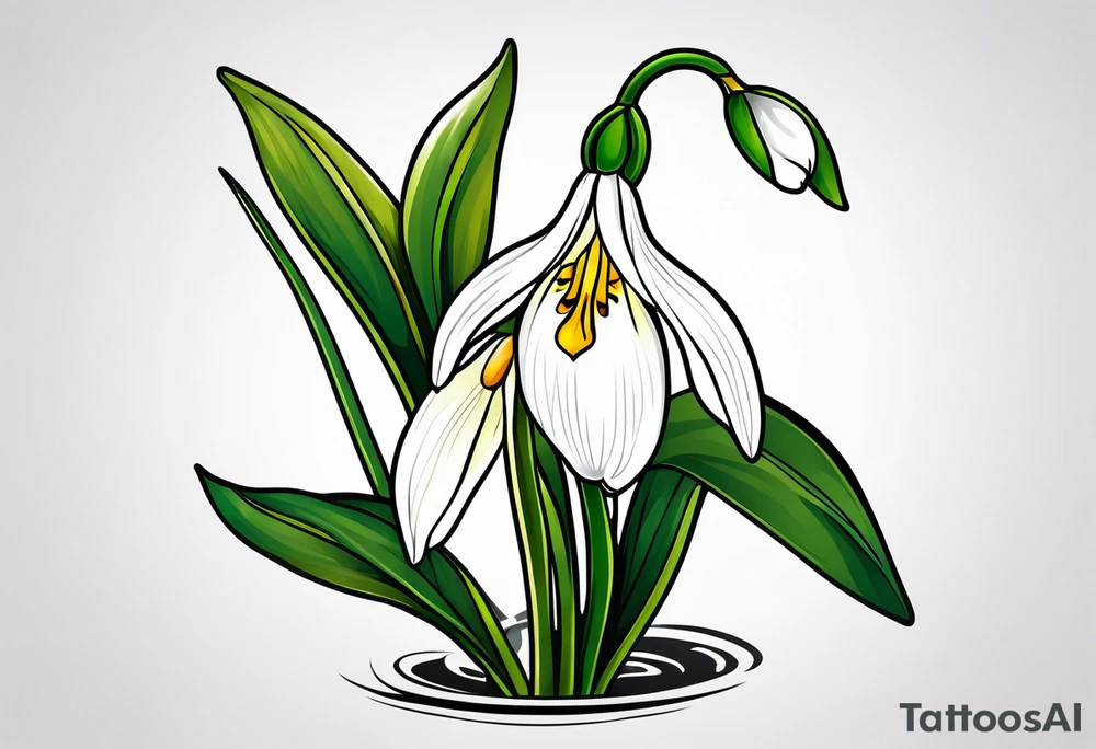 snowdrop flower design tattoo idea