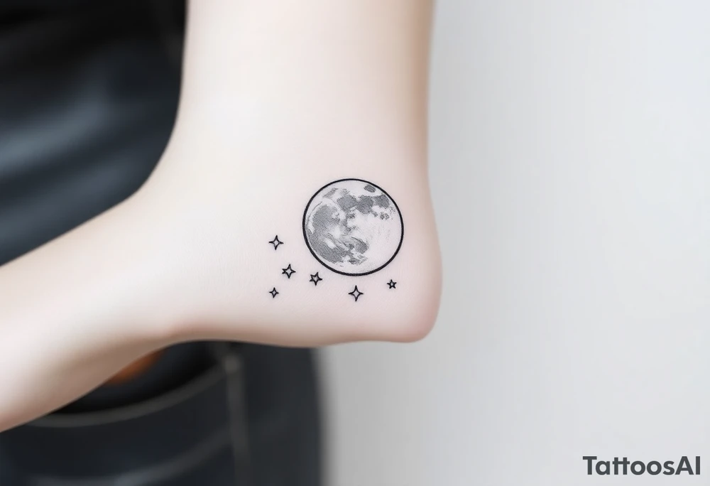 Full moon with stars tattoo idea