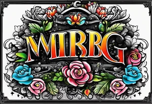 word "MRBG" 
black blackground tattoo idea