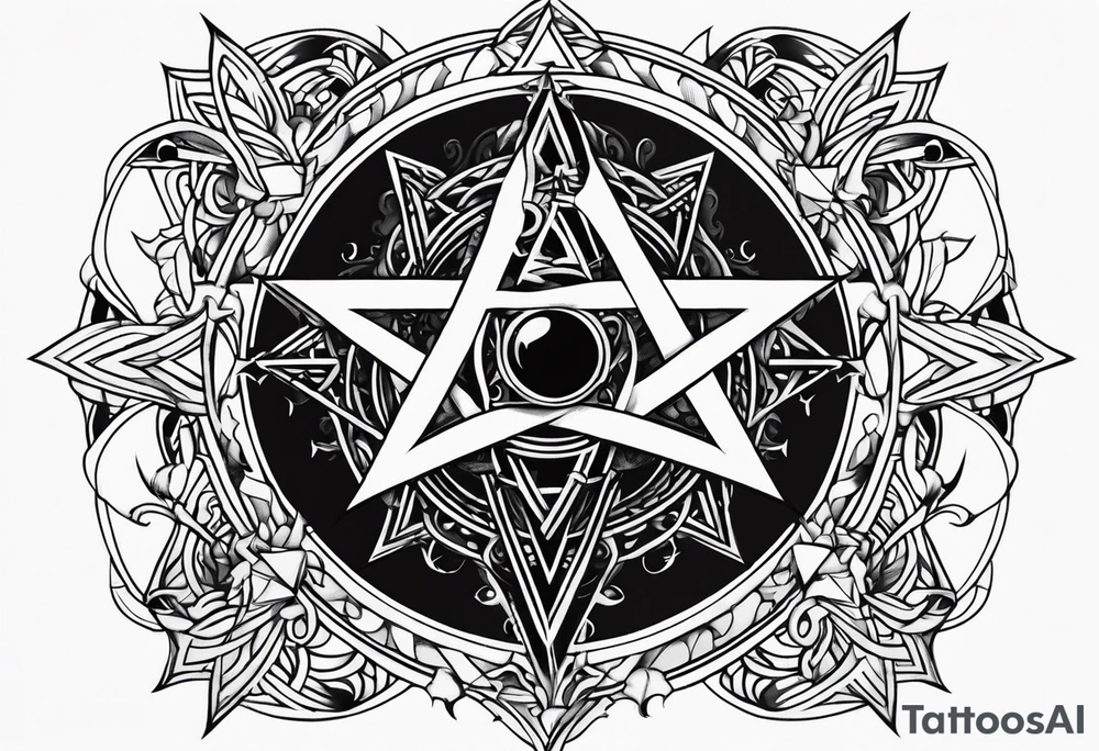 Pentagram eclipse dark tattoo idea