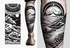 tattoo about travel for mans leg tattoo idea