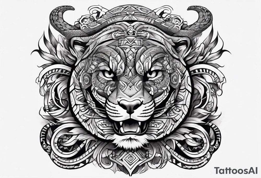 aztec snake sleeve tattoo idea