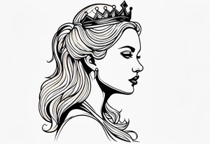 wooden chess queen piece contour with blonde girl's face tattoo idea