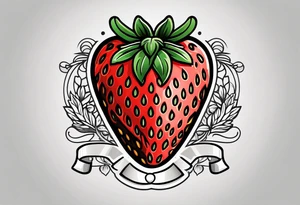 Simple strawberry with banner around it tattoo idea