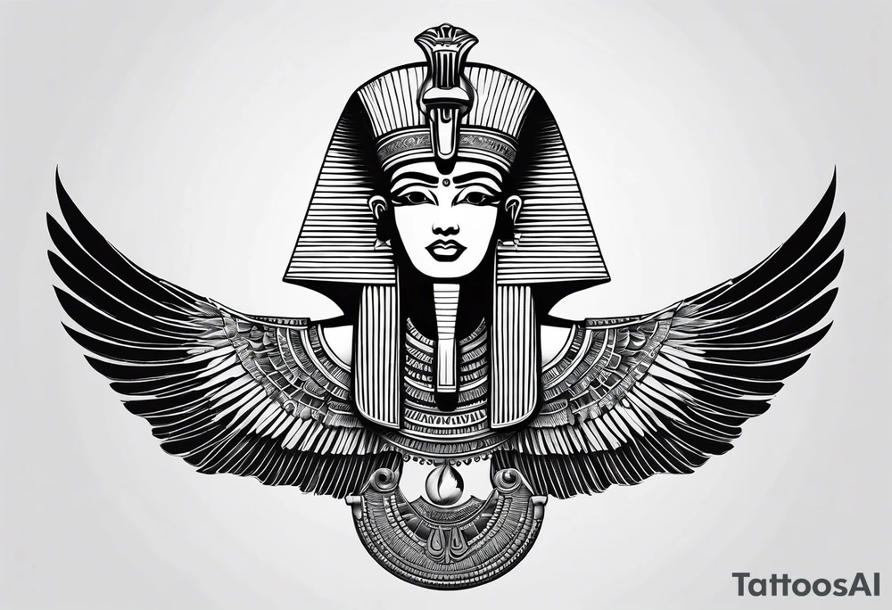 black and white Egyptian goddess Isis tattoo idea