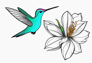Humming bird and flower for placement on side boob tattoo idea