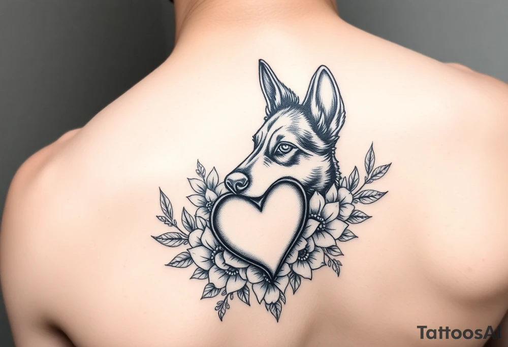 short haired german shepherd floral sacred heart tattoo idea short haired german shepherd floral sacred heart tattoo idea