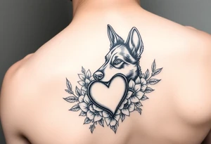 short haired german shepherd floral sacred heart tattoo idea
