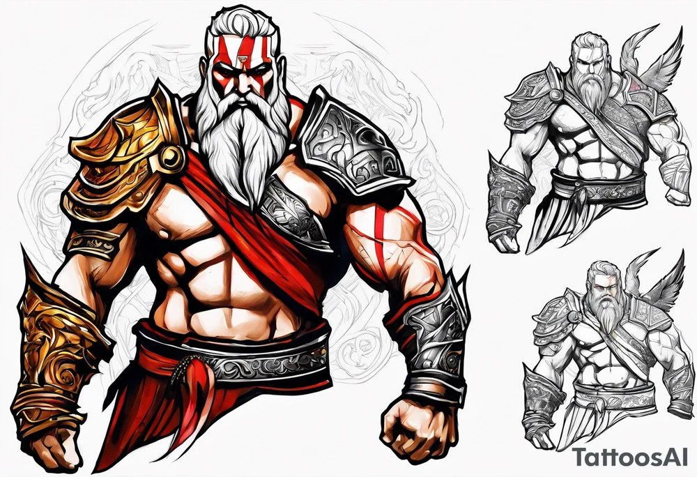 god of war ares, zeus, lighting tattoo idea