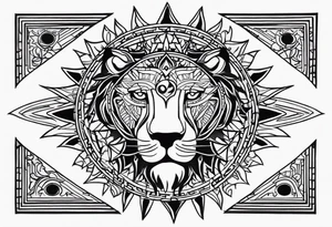 Lion sun evil eye tattoo idea