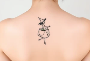 Coconut with a lime and a dancing witch girl tattoo idea