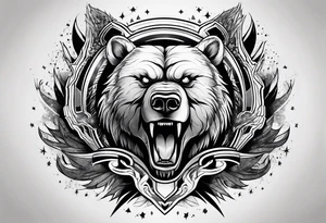 Ripping bear claw cosmic space tattoo idea