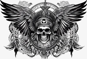 black kali, goddess pirate, alien, pachamama, valkrye, warrior, skull, lotus azul, wing, eagle, zenza resonance, stars, one side chest tattoo idea