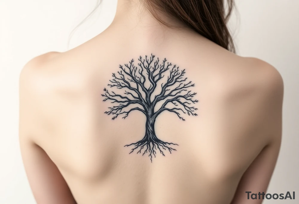 Round tree tattoo idea