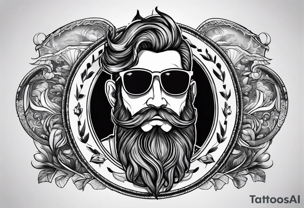 capricorn with beard and sunglasses tattoo idea