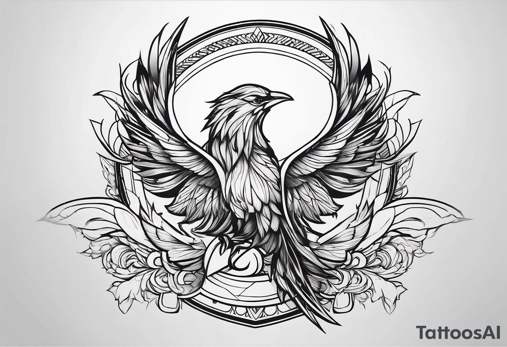 pheonix fine linework arrows tattoo idea