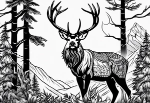Hunting in forest tattoo idea