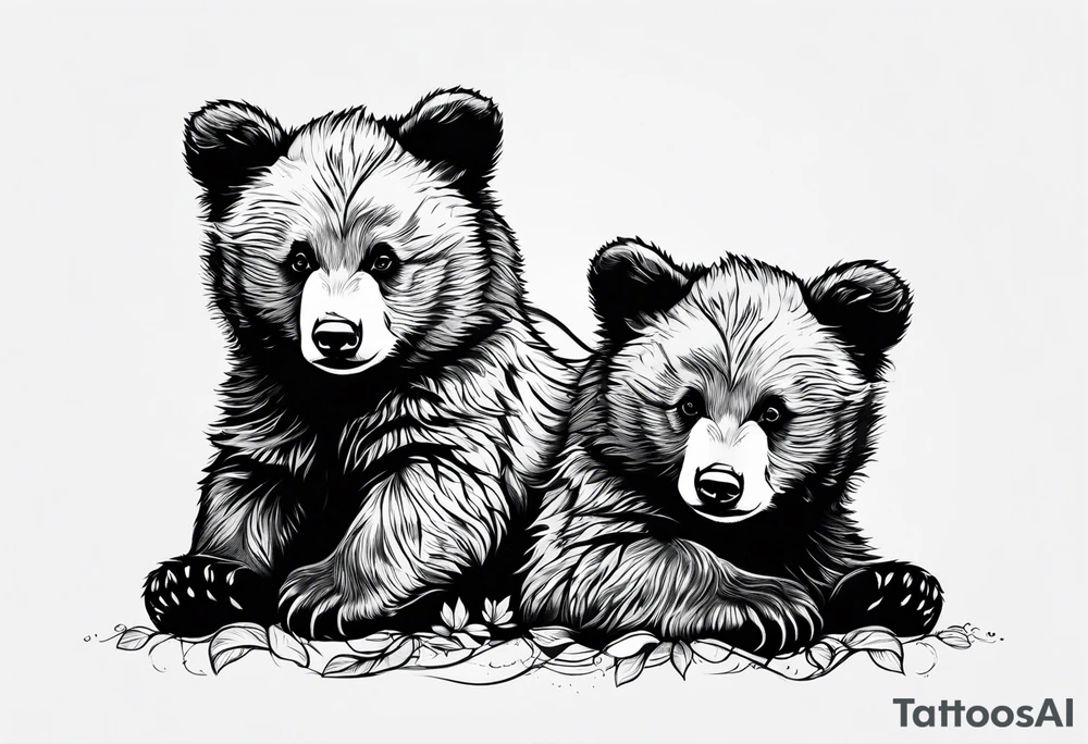2 bear cubs playful tattoo idea