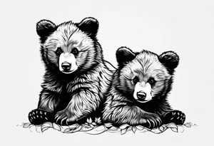 2 bear cubs playful tattoo idea