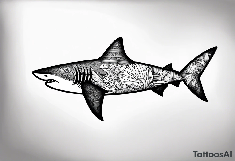 a shark blackwork tattoo for my calf tattoo idea