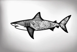 a shark blackwork tattoo for my calf tattoo idea