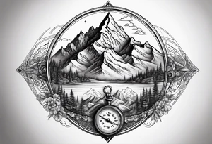 Half mountain. Half compass tattoo idea