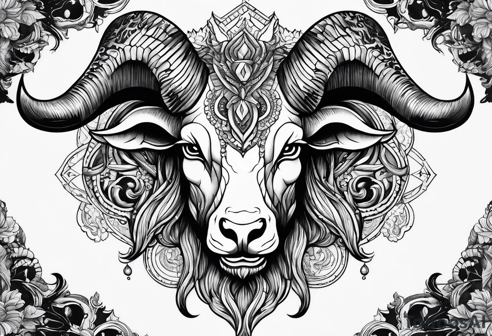 Devil with goat horns tattoo idea