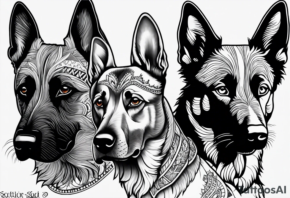 Belgian malinois, Scottish terrier, border collie, papillon tattoo idea