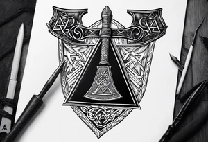 Valhalla valknut shield axe sword tattoo idea
