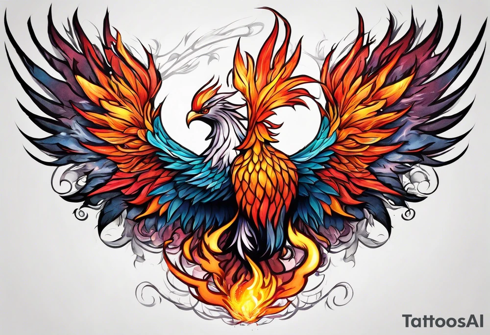 Phoenix rising from the ashes tattoo idea