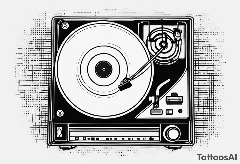 Recordplayer finline art minimalistic oneline throwup tattoo idea