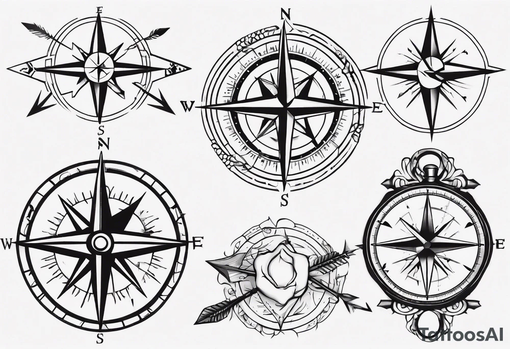 compass with arrow going through it tattoo idea