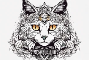 Cat with the words STRAYNATION underneath tattoo idea