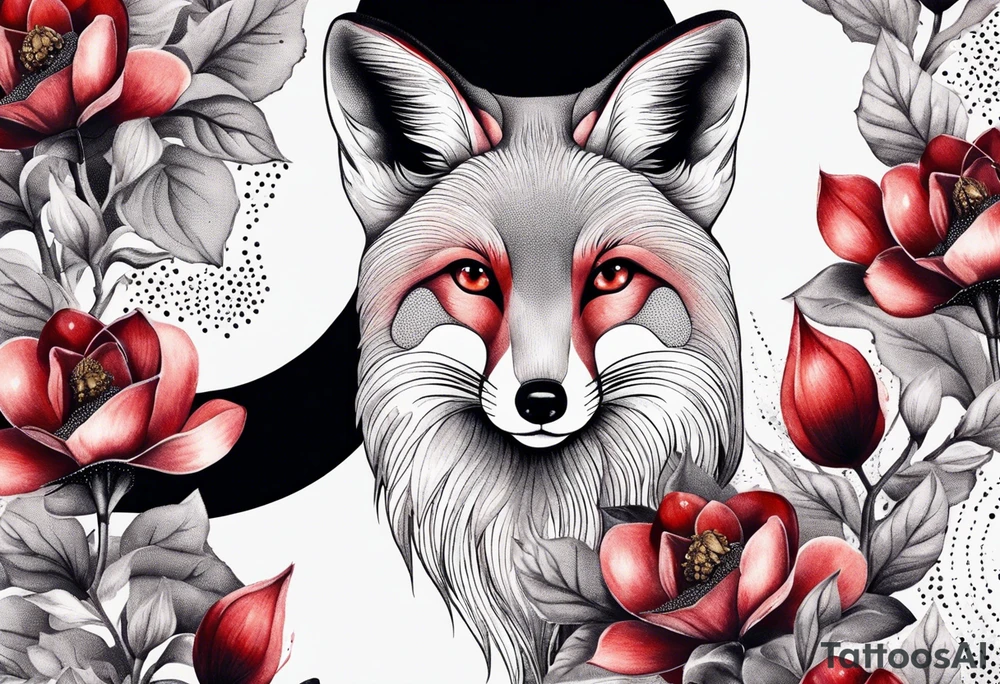 Fox with ruby and honeybee tattoo idea