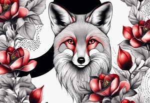 Fox with ruby and honeybee tattoo idea