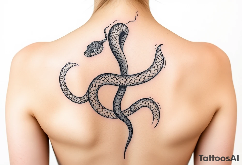 Snake  shedding skin 
Down spine tattoo idea