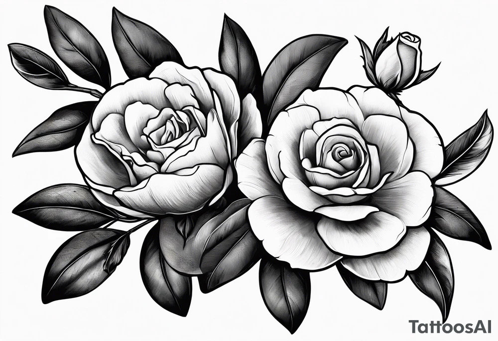 Olive branch with a small rose tattoo idea